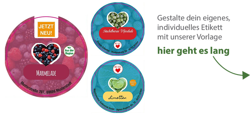 Rundes Etikett Marmelade Herz 50mm mit/ohne Logo
