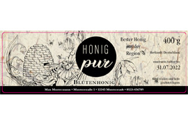 Eckiges Etikett Honig Büttenpapier 140-046