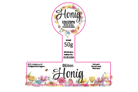 Mini-Siegeletikett Wabe Honig Aquarellblume 080-078