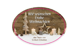 Ovales Etikett Kerzen im Schnee 055-038,5