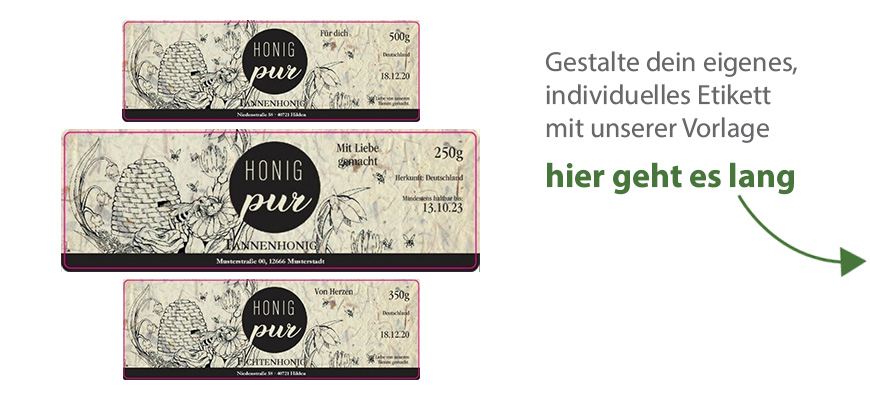 Eckiges Etikett Honig Büttenpapier 140-046