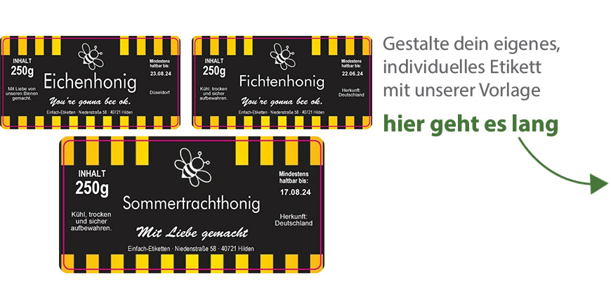 Eckiges Etikett Honigstreifen 080-040