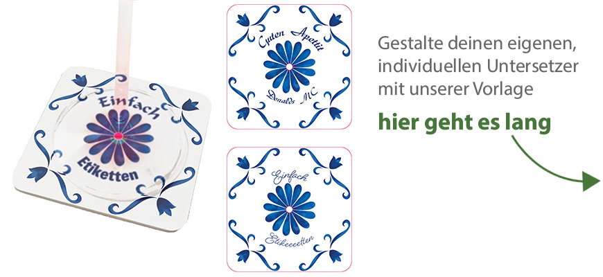 LED-Untersetzer Quadrat 'Blaue Blume'