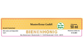 Eckiges Etikett Honig Farbe mit Gold 120-026 mit/ohne Logo