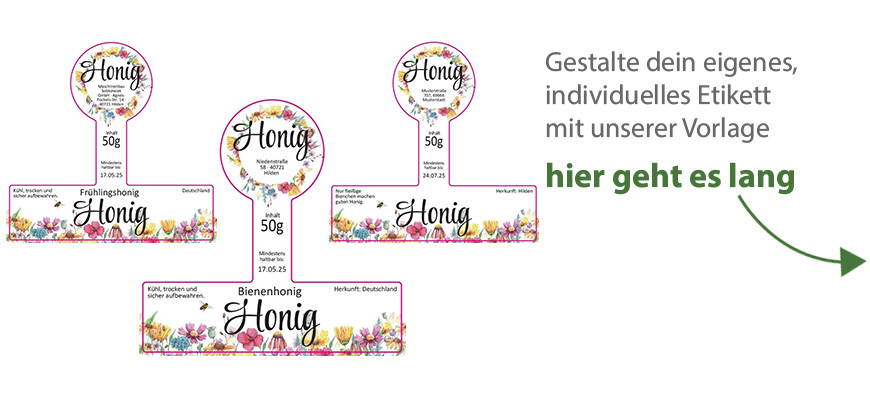 Mini-Siegeletikett Wabe Honig Aquarellblume 080-078