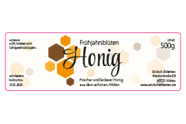 Eckiges Etikett Honig orangene Waben 140-046