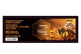  Eckiges Etikett Honig dunkle Biene 140-046