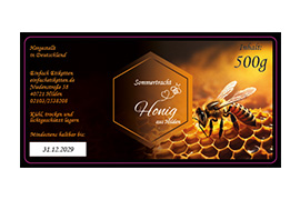  Eckiges Etikett  080-040 Honig  dunkle Biene