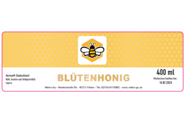 Eckiges Etikett Honig Farbe mit Gold 140-046 mit/ohne Logo