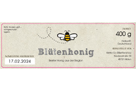 Eckiges Etikett Honig Comicbiene 140-046