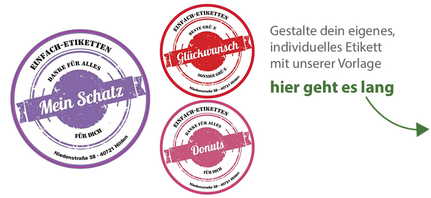 Rundes Etikett Stempel vierzeilig 70mm