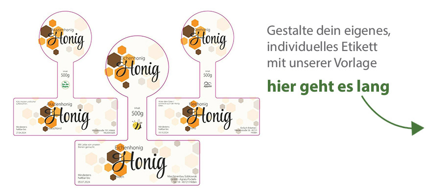 Siegeletikett Honig orangen Waben 150-125