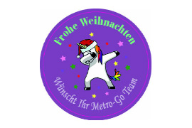 Rundes Etikett Weihnachtseinhorn 50mm