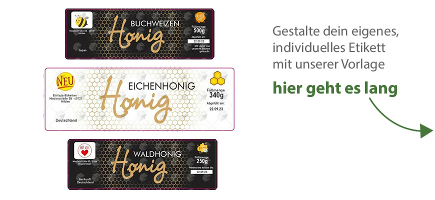 Eckiges Etikett Honig edel mit Gold 140-046