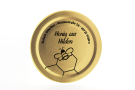 Hochranddeckel (Twist-Off deep) 66mm Biene auf Waben