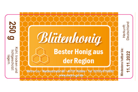 Eckiges Etikett Honigwaben orange 080-040