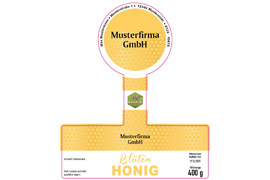 Siegeletikett Honig Farbe mit Gold 150-125 mit/ohne Logo