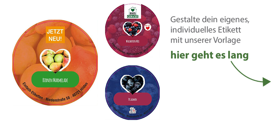 Rundes Etikett Marmelade Herz 70mm mit/ohne Logo