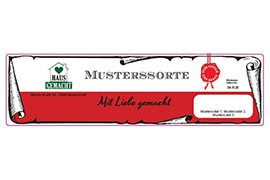 Eckiges Etikett traditionell weiß mit Farbe 180-050