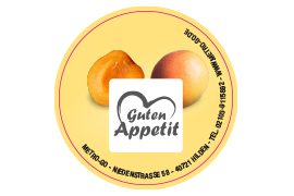 Rundes Etikett Frucht freigestellt 70mm