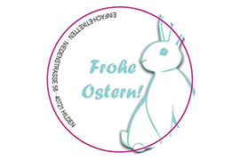 Rundes Etikett bunter, großer Osterhase 50mm